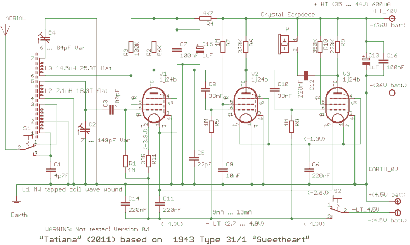 Schematic of a TRF battery valve radio
